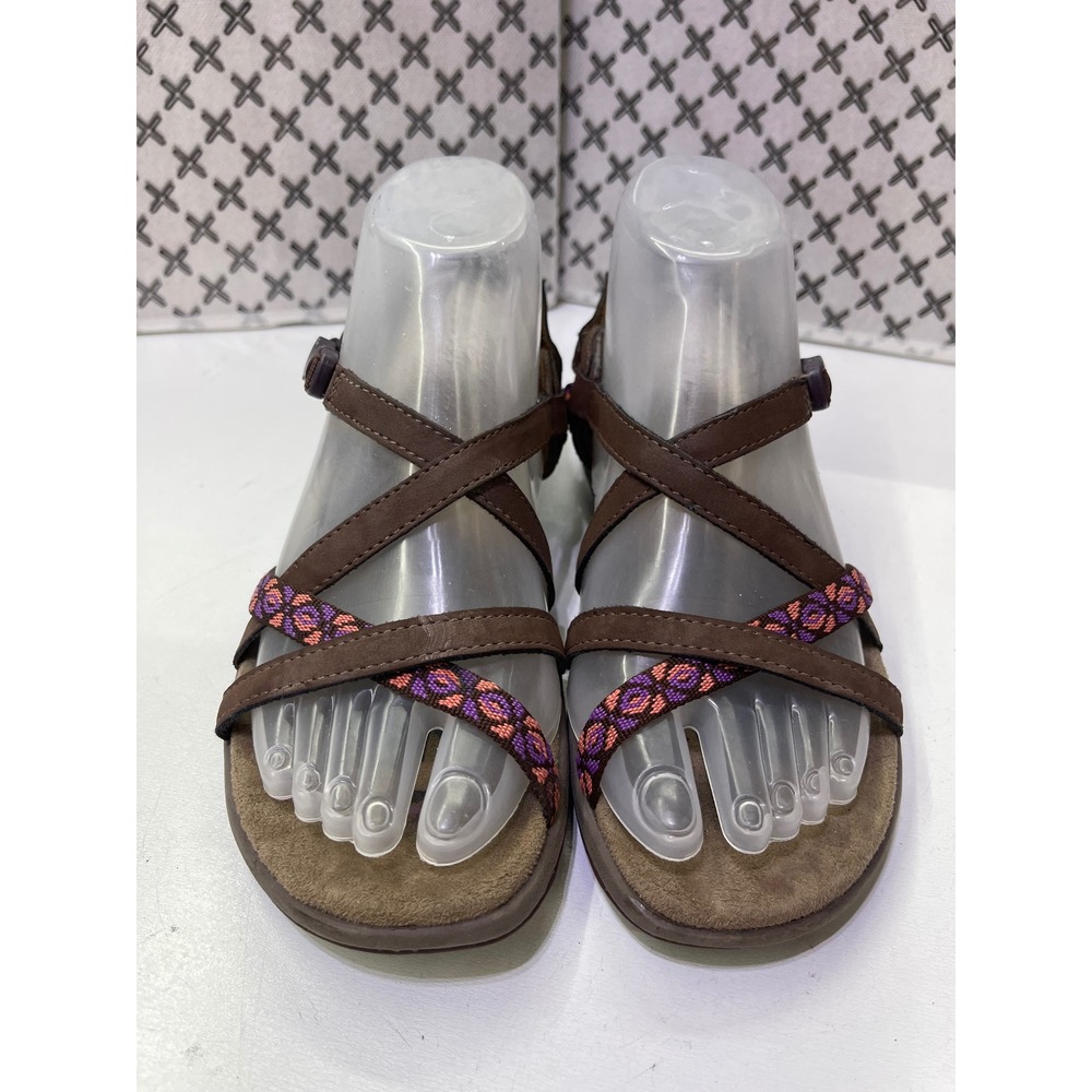 Skechers Womens Brown Strappy Memory Foam Outdoor Sandals Size 6 Purple Woven